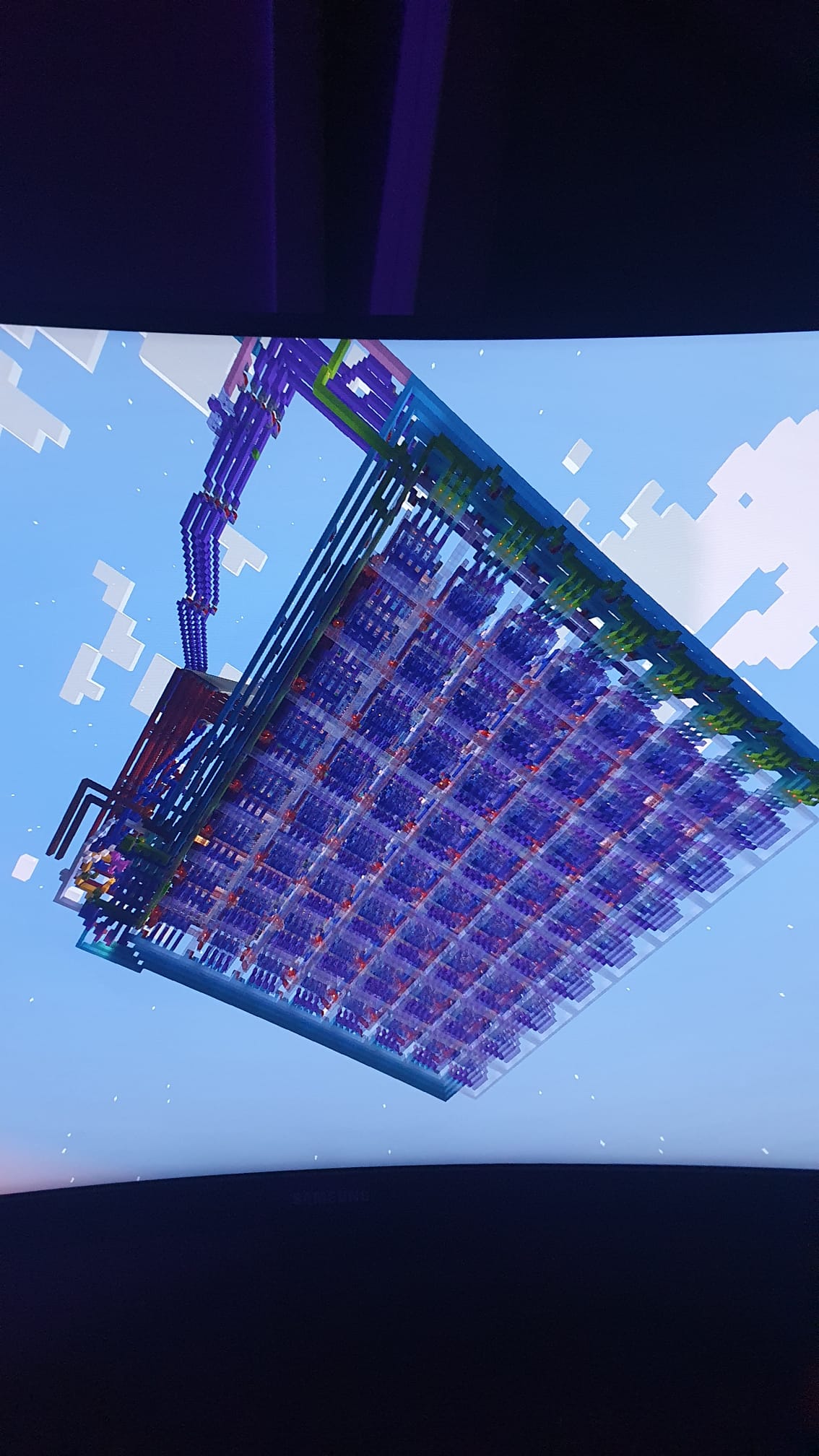 The grid of memory cells seen from below — one cell per square, each with its own RAM and ROM.