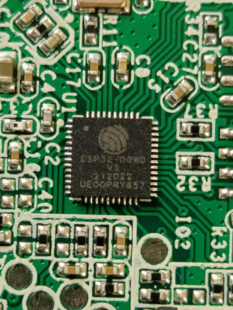 Close-up of the ESP32-D0WD on the NSPanel board.